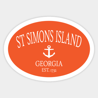 St Simons Island Georgia Sea Islands Anchor Orange Sticker